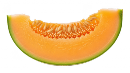 Fresh slice of cantaloupe isolated on transparent background