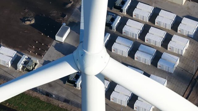 Aerial view of large scale sustainable energy storage system