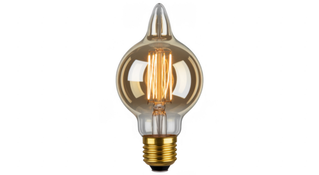 Edison light bulb with glowing filament isolated on a transparent background - Powered by Adobe