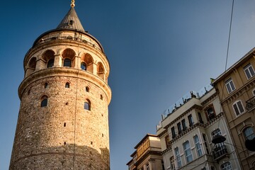 Obraz premium Galata Tower in Istanbul Turkey, Beyoglu District of Turkiye