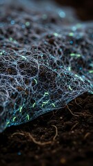 Macro View of Soil with Mycelium Network.