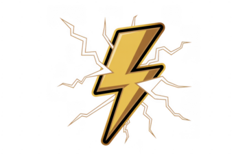 Gold Lightning Bolt yellow isolated on a transparent background