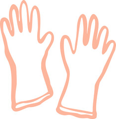 Rubber Gloves Hand Drawn Outline