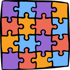 Colorful Jigsaw Puzzle Doodle