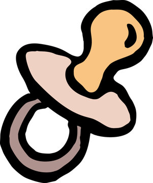 Baby Pacifier Doodle Hand Drawn