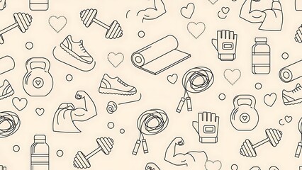 Naklejka premium Seamless pattern of various food and drink items in a sketch style
