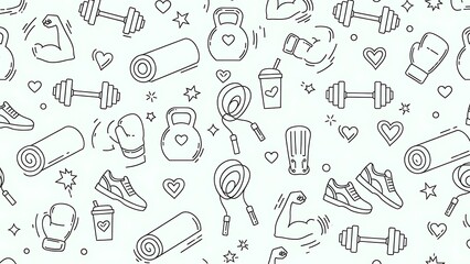 Fitness and gym equipment illustrations