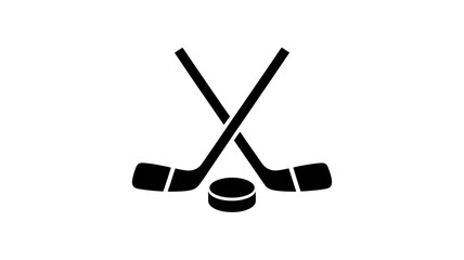 A minimalist black and white logo design featuring two crossed hockey sticks forming an X shape, with their handles meeting at a central point