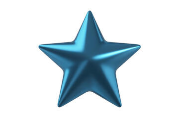 Obraz premium Blue star decoration shiny metallic five-pointed isolated on a transparent background