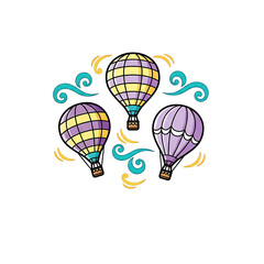 Naklejka premium Colorful hot air balloons floating isolated on transparent background png