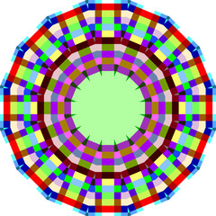 Abstract Pixel Color Grid Background Circular Symmetry Design
