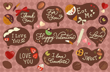 Valentine Chocolate Message Frame Illustration Set