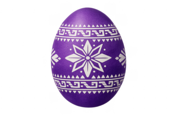 Purple easter egg with white geometric star pattern