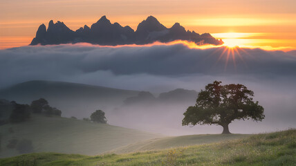sunrise in the mountains