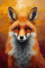 Obraz premium Striking Portrait: A Majestic Fox Against Warm Autumn Backdrop, Intense Gaze