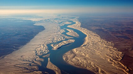 Top View of Water Channels in Nature