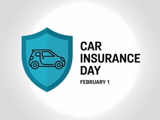 Car insurance day february 1st with shield and vehicle icon