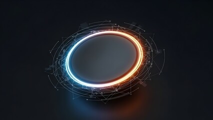 Futuristic Glowing Neon Ring Circle Technology Interface With Blue And Orange Light