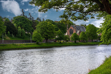 Ness Bank Church on the River Ness in Inverness, Scotland