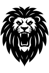 lion head vector,
Fierce Roaring Lion Head Black and White Emblem Vector