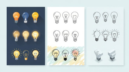 Collection of Light Bulb Illustrations and Icons.
