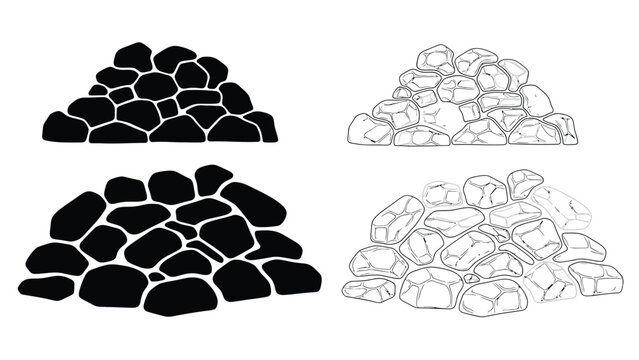 four different stone wall textures in black and white