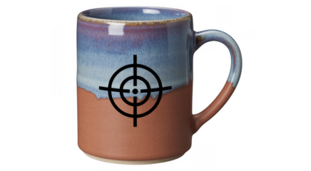 Ceramic Mug with Black Target black target pottery isolated on a transparent background