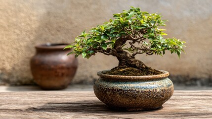 Traditional Asian Art of Bonsai on Wood