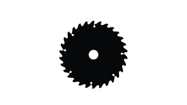 A simple black and white illustration of a circular saw blade with sharp teeth