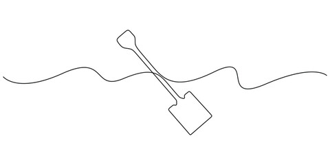 Obraz premium Minimalist continuous line drawing of a shovel, Concepts for gardening, agriculture, or construction