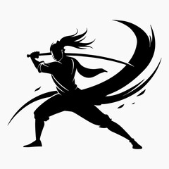 Silhouette of heroic martial vector art illustration