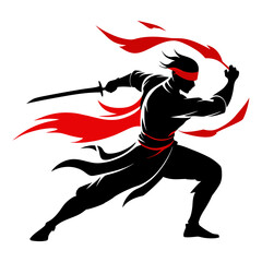 Silhouette of heroic martial vector art illustration