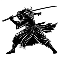 Silhouette of heroic martial vector art illustration