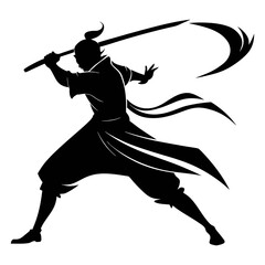 Silhouette of heroic martial vector art illustration
