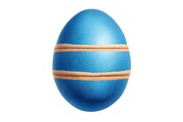 Blue easter egg with gold stripes decoration