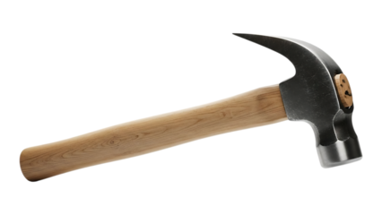 High quality axe with wooden handle and metal head displayed against a white background for construction or carpentry projects