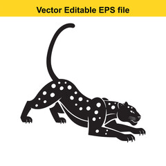 Black panther crouched low ready to pounce vector illustration silhouette