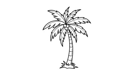 Obraz premium Simple black and white illustration of a palm tree.