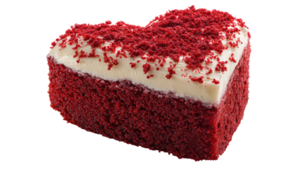 Heart shaped red velvet cake with cream cheese frosting is sweet dessert