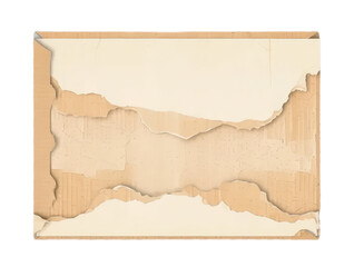 A cardboard piece with torned edges on transparent background carton paper design element