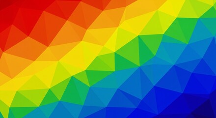 A vibrant polygonal rainbow background with colorful geometric shapes
