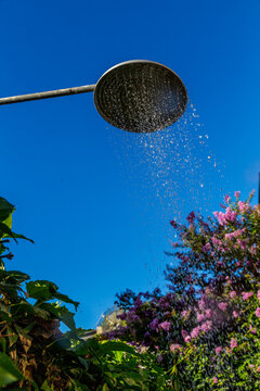 Shower in a leisure area of ​​a residence in Guarani, Minas Gerais state, Brazil.