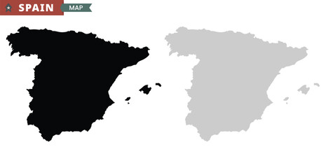 Obraz premium Map of Spain. Black and gray political map. Vector illustration.