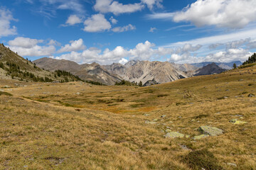 Fototapeta premium Mountain view in the Cerces massif near Col du Granon , Hautes-Alpes , France
