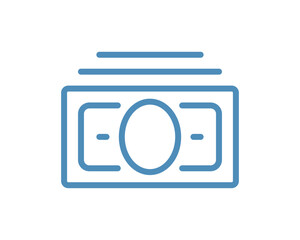 Paper money banknote icon, cash payment and finance concept, currency symbol in simple contoured flat vector illustration isolated on white background.
