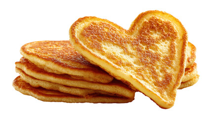 Stack of heart shaped pancakes breakfast food delicious morning cuisine on background