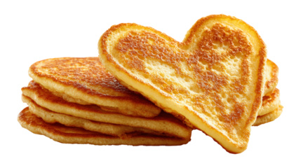 Stack of heart shaped pancakes breakfast food delicious morning cuisine on background