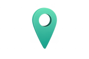 Green map pin with hole isolated isolated on a transparent background