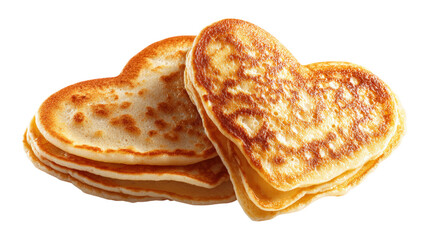 Stack of heart shaped pancakes breakfast food delicious morning cuisine on background
