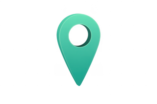 Green map pin with hole isolated isolated on a transparent background - Powered by Adobe